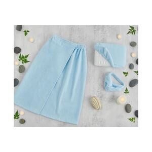 Lavender and Sage Luxury 4-Piece Towel Wrap Bath Spa Gift Box Set Blue NWT